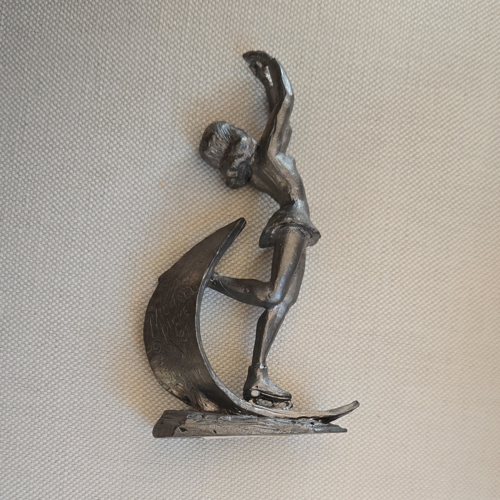 Vintage 1982 Michael Ricker Female Ice Skater Figurine
